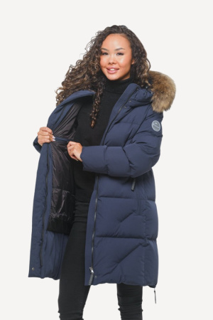 Пальто пуховое Марго SkyStretch Goose (Женский; 46; Индиго без*Меха)